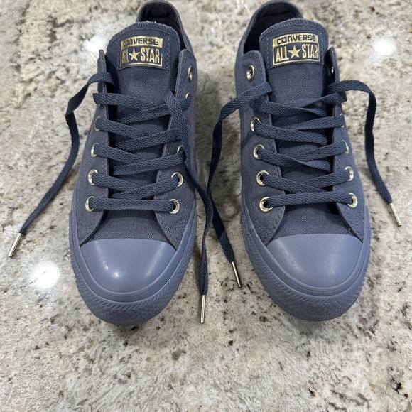 Converse All Star Blue Sneakers with Gold Details Limited edition Size 9 Woman - Picture 2 of 10